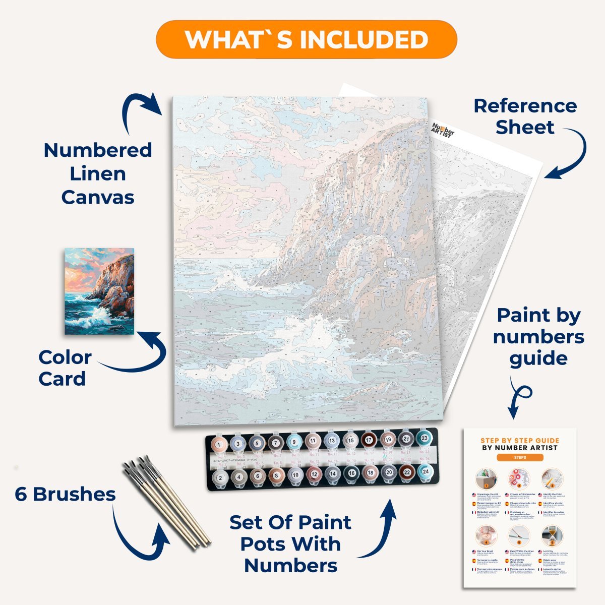 Cliffside Waves - Number Artist Diamond Painting Kits