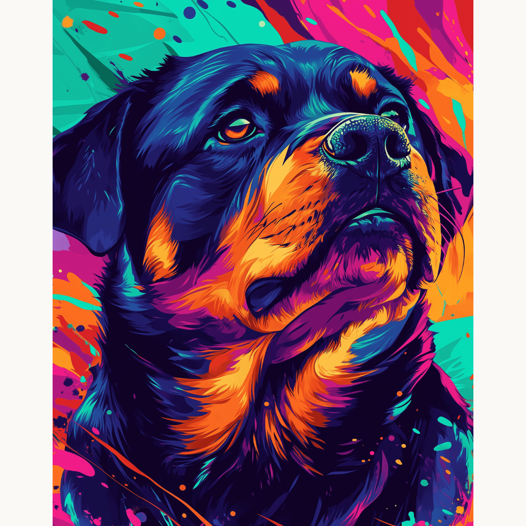 Color Explosion Rottie - Number Artist Diamond Painting Kits