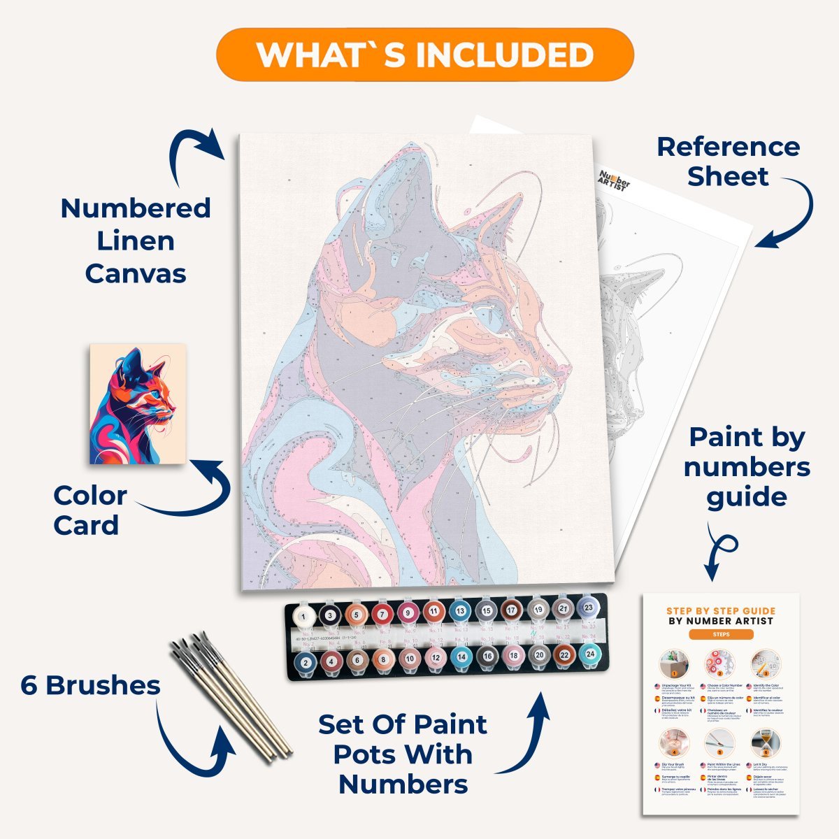 Colorful Feline Profile - Number Artist Diamond Painting Kits