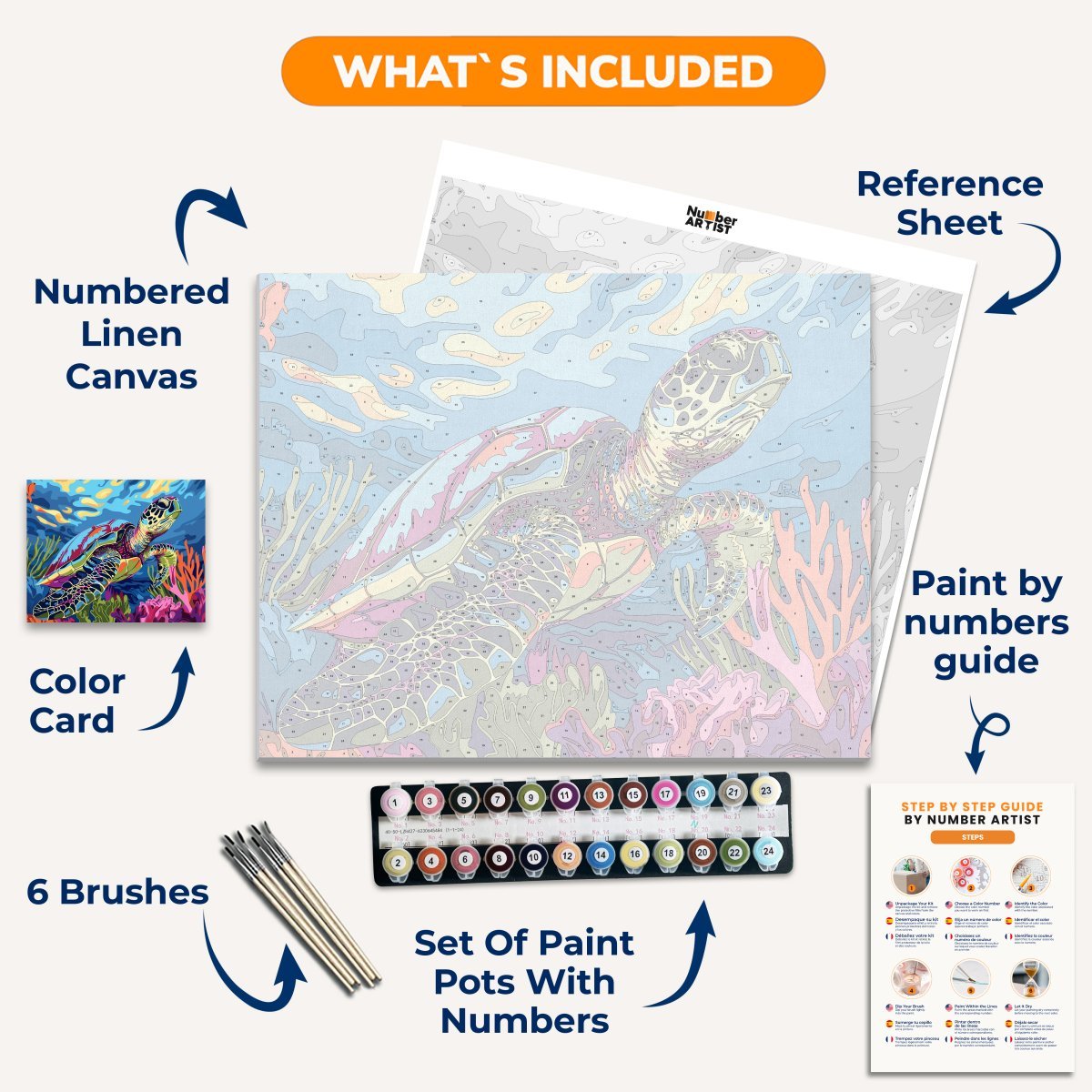 Coral Reef Turtle - Number Artist Diamond Painting Kits