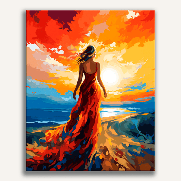 Drawing Numbers ドローイングナンバーズ トレンチコート Crimson Sunset Dame Paint by Numbers Kit