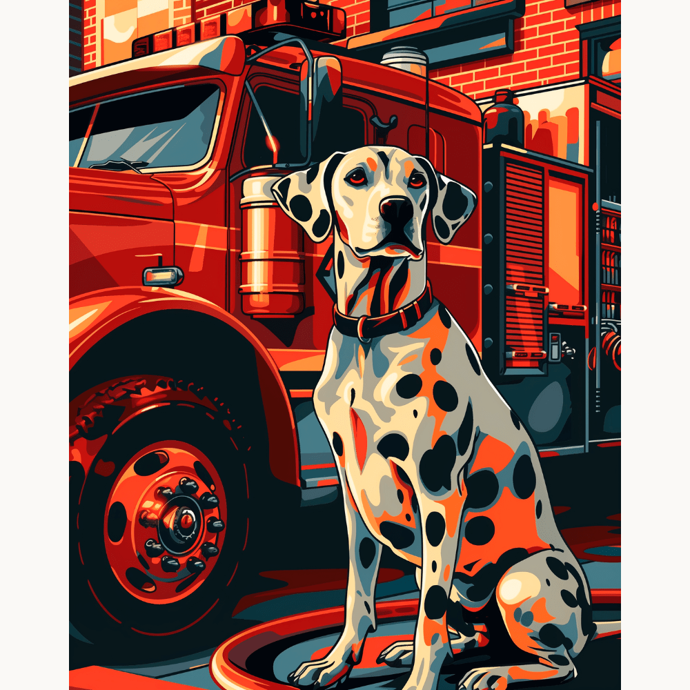 Dalmatian Firefighter - Number Artist Diamond Painting Kits