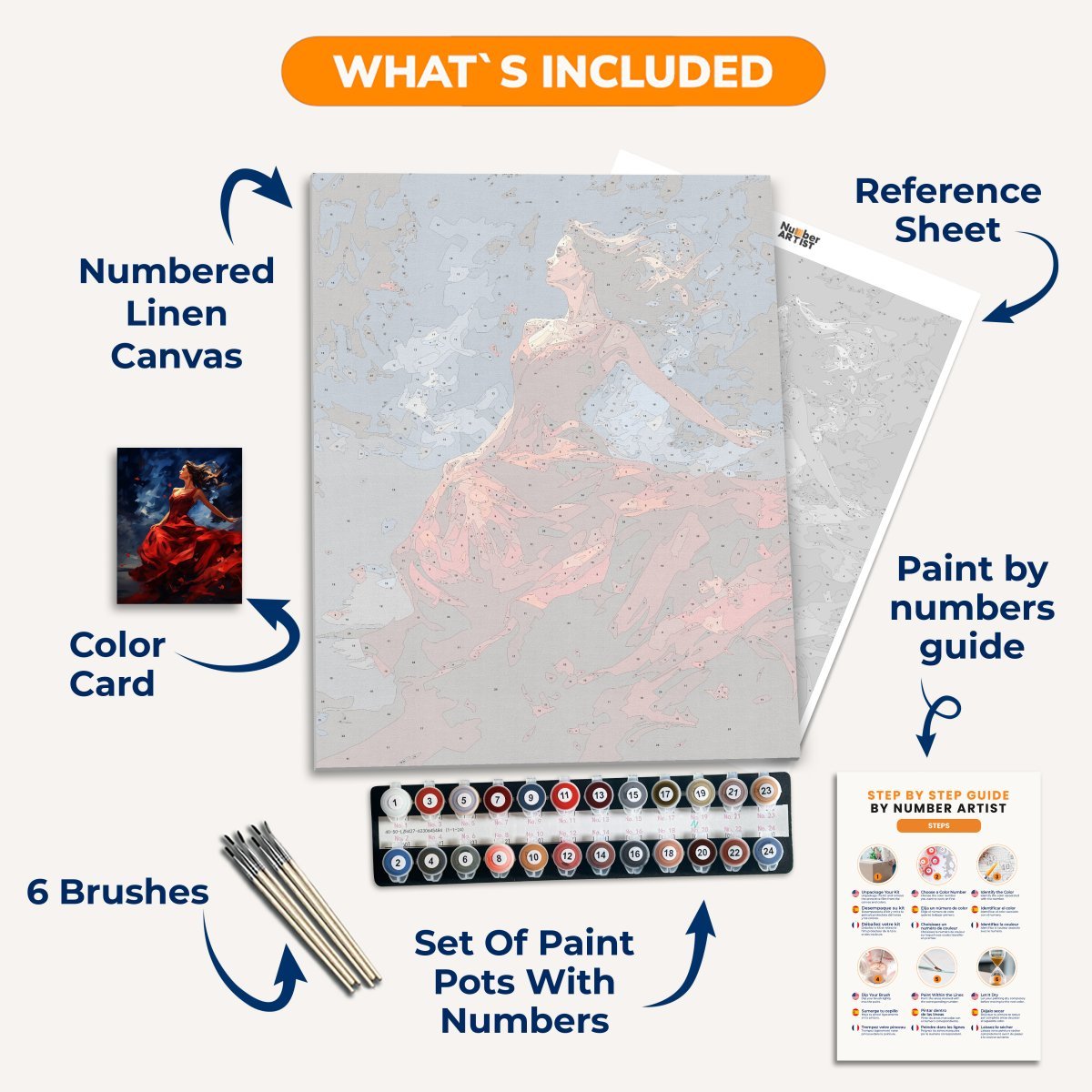 Dancer in Red - Number Artist Diamond Painting Kits