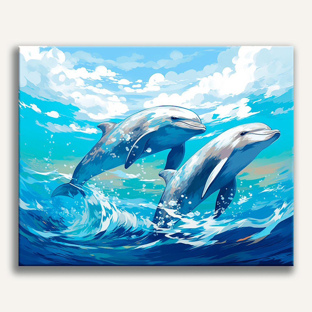 版画 Doppo Dolphin Duo Paint by Numbers Kit