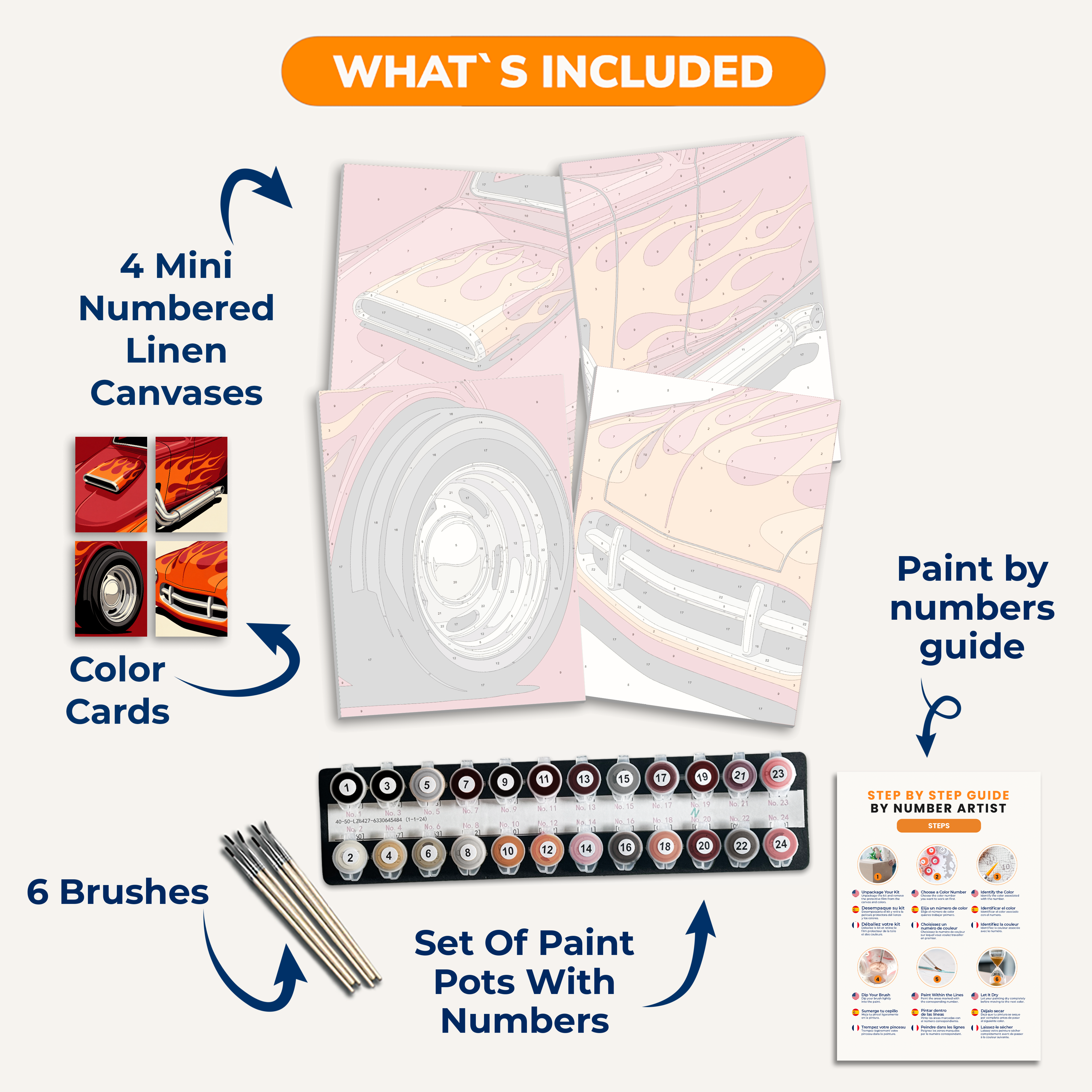 Hot Rod Flames - Number Artist Paint by Numbers Kits
