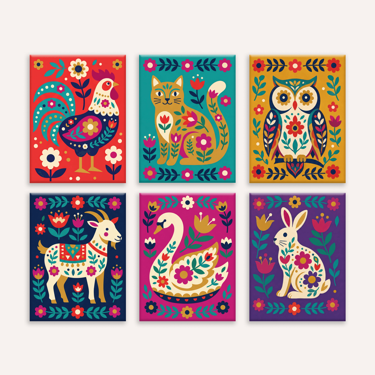 Folk Art Animals - Number Artist Paint by Numbers Kits