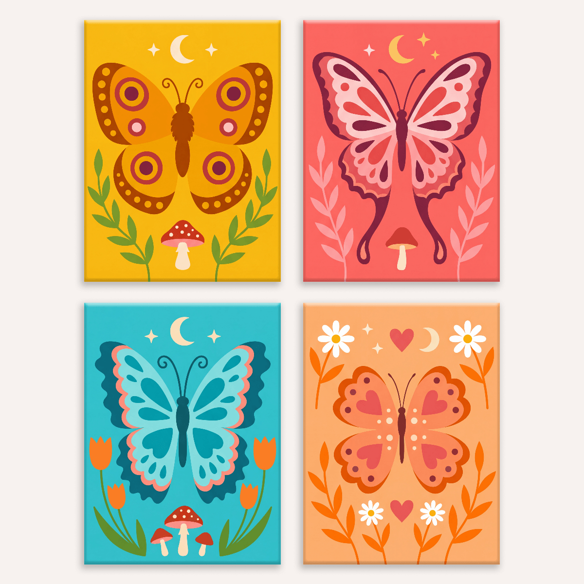 Folk Art Butterflies - Number Artist Paint by Numbers Kits