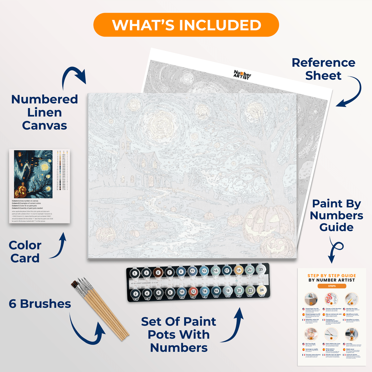 Starry Night Halloween - Number Artist Paint by Numbers Kits