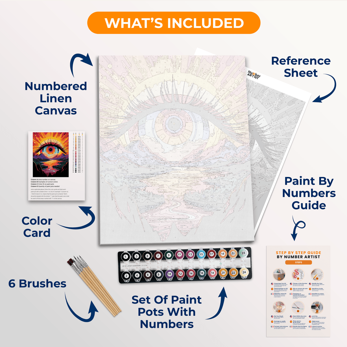 A vibrant and detailed poster depicts an expansive mountainous landscape at sunrise or sunset.