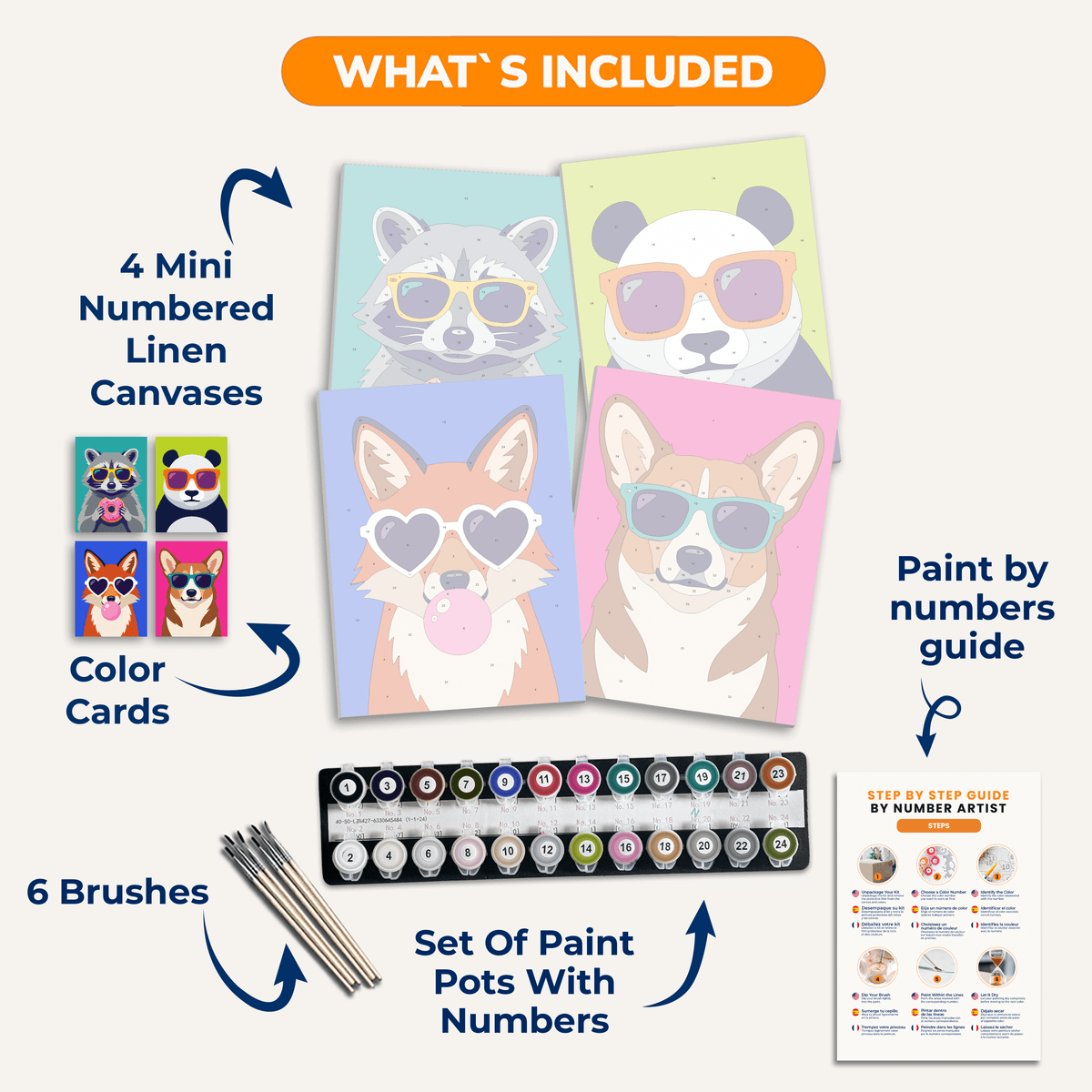 Pop Art Animals Vol. 2 - Number Artist Paint by Numbers Kits
