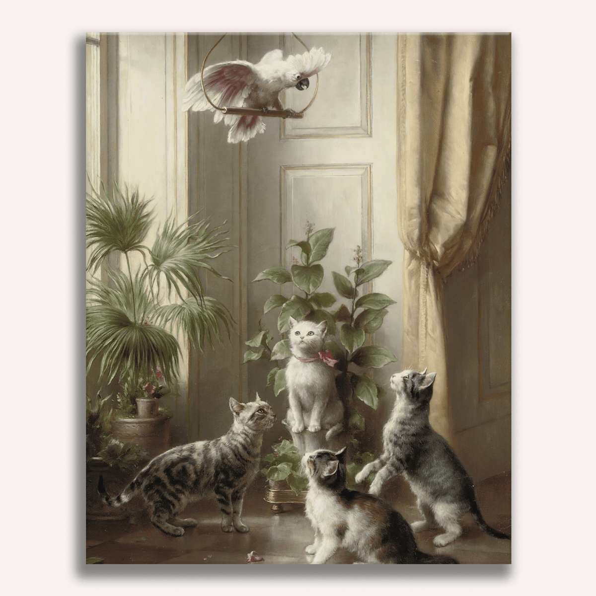 Cats and the Cockatoo by Carl Reichert - Number Artist Paint by Numbers Kits