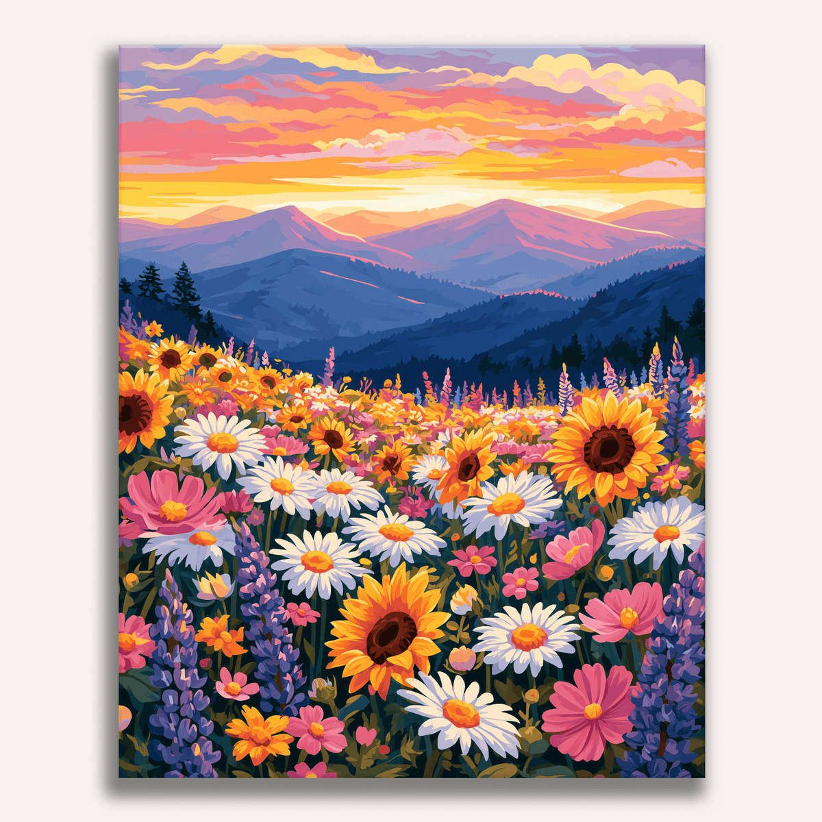 Vibrant Flower Meadow - Number Artist Paint by Numbers Kits