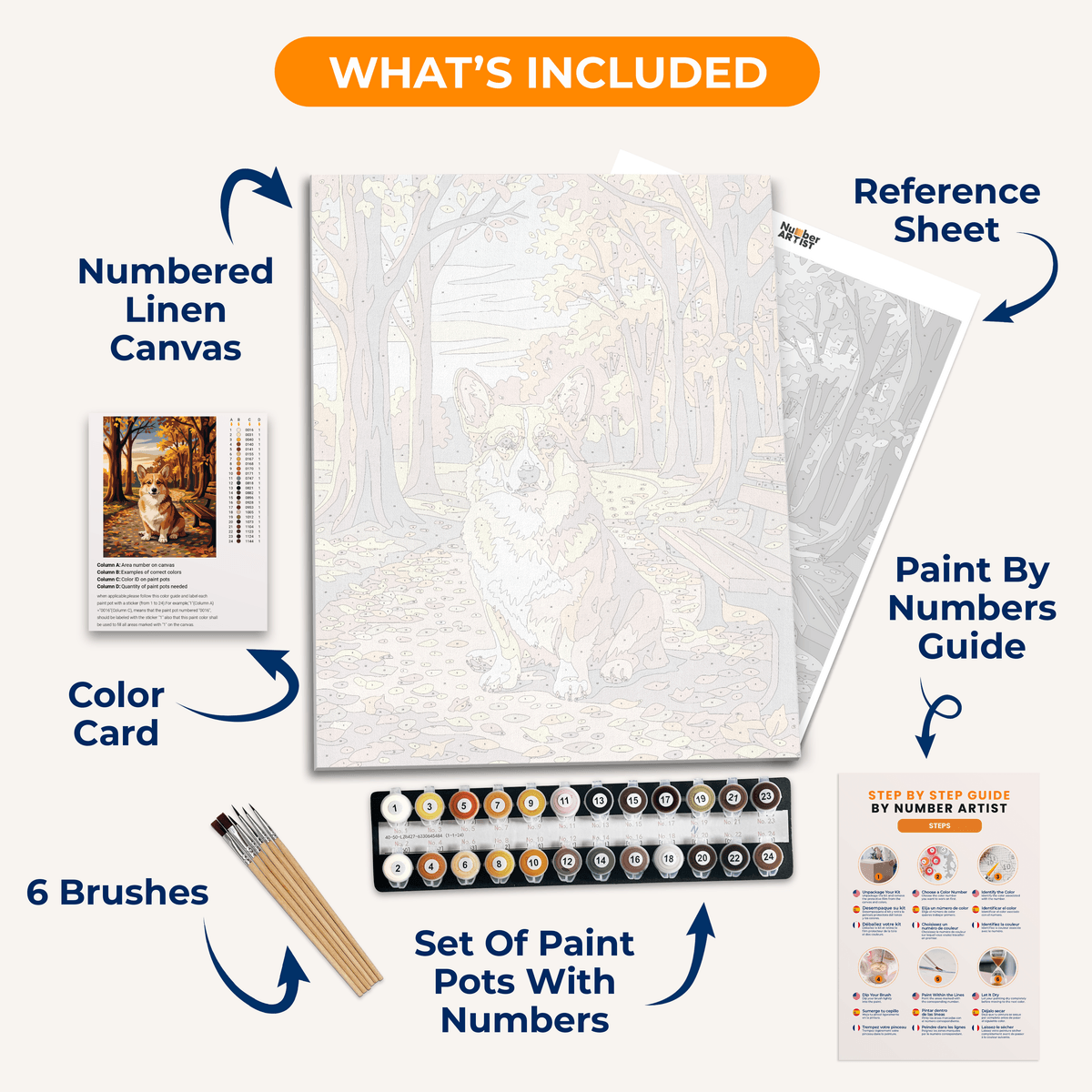 Golden Leaf Corgi - Number Artist Paint by Numbers Kits