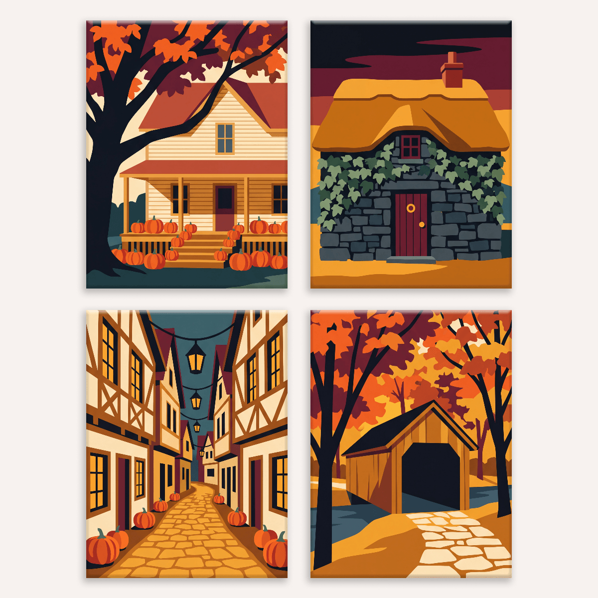 Autumn Village - Number Artist Paint by Numbers Kits