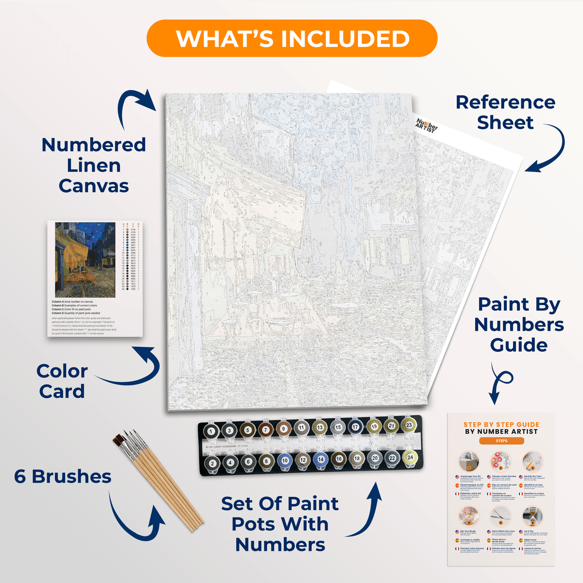 Cafe Terrace at Night by Vincent Van Gogh - Number Artist Paint by Numbers Kits