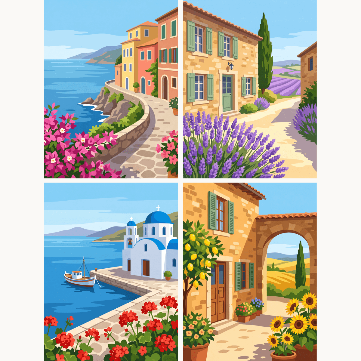 Mediterranean Coastline - Number Artist Paint by Numbers Kits