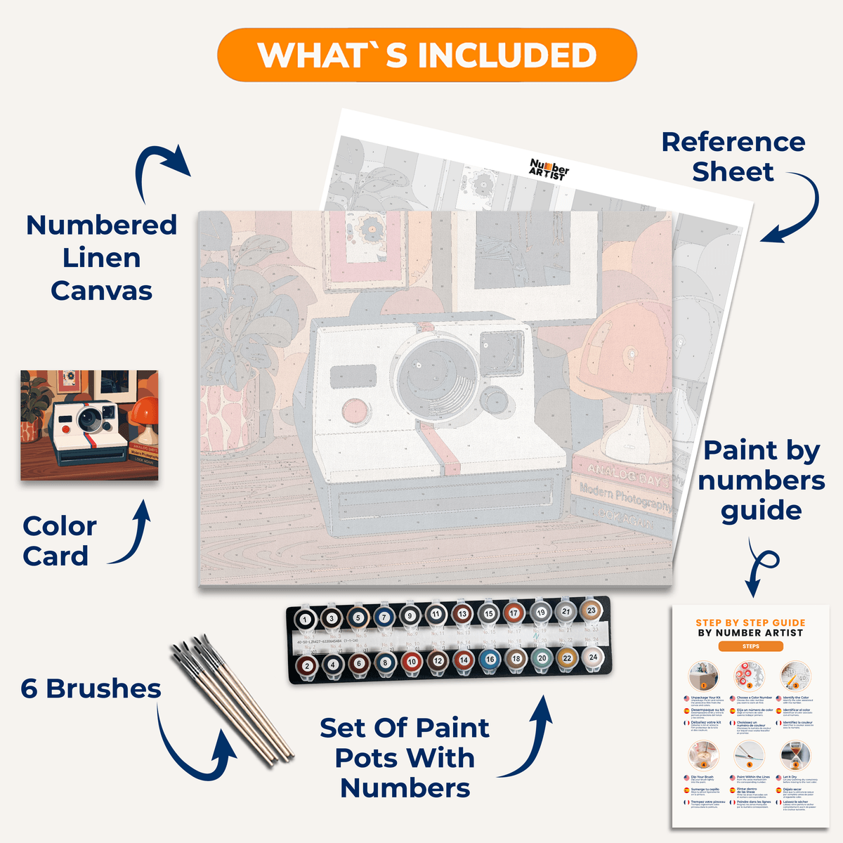 Vintage Instant Camera - Number Artist Paint by Numbers Kits