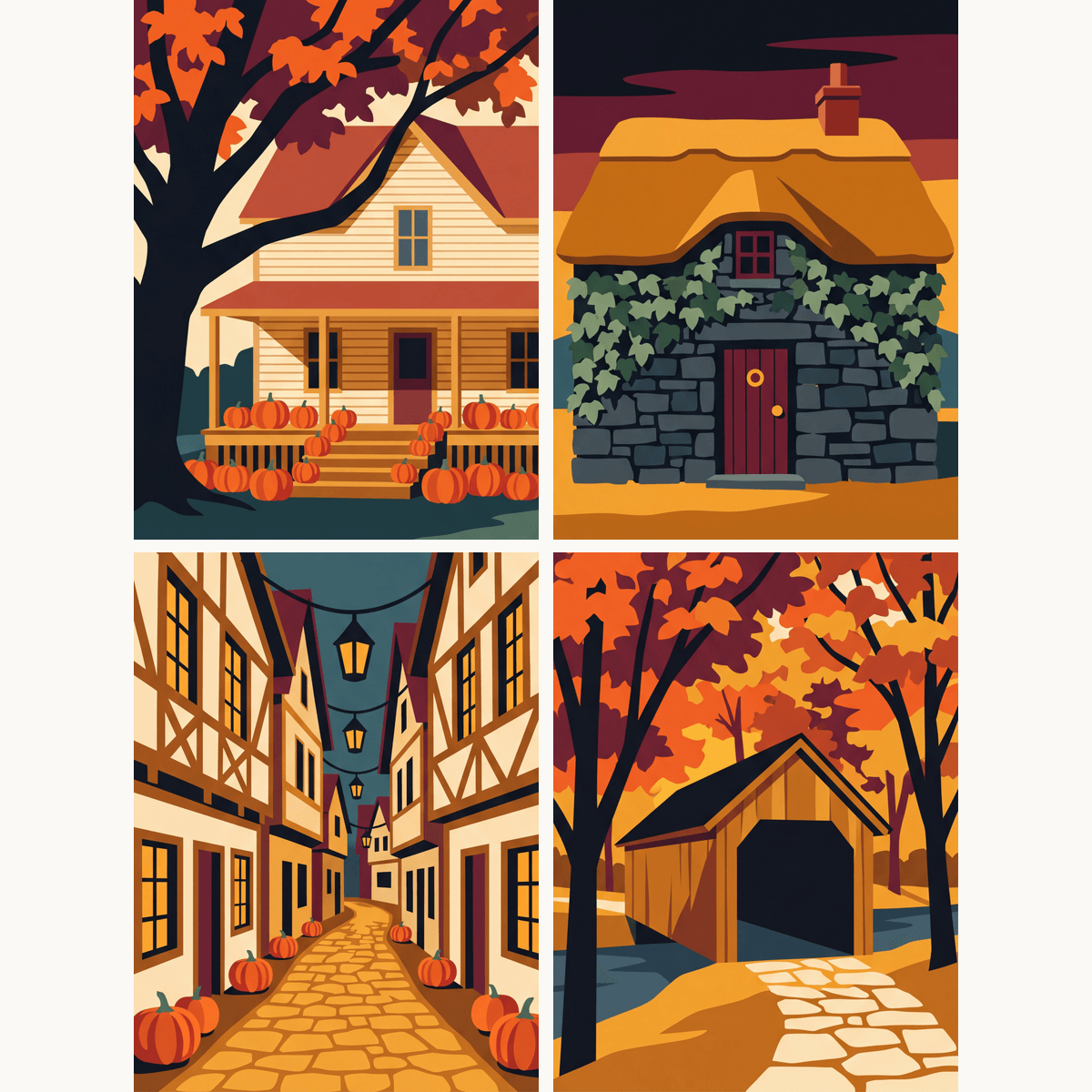 Autumn Village - Number Artist Paint by Numbers Kits