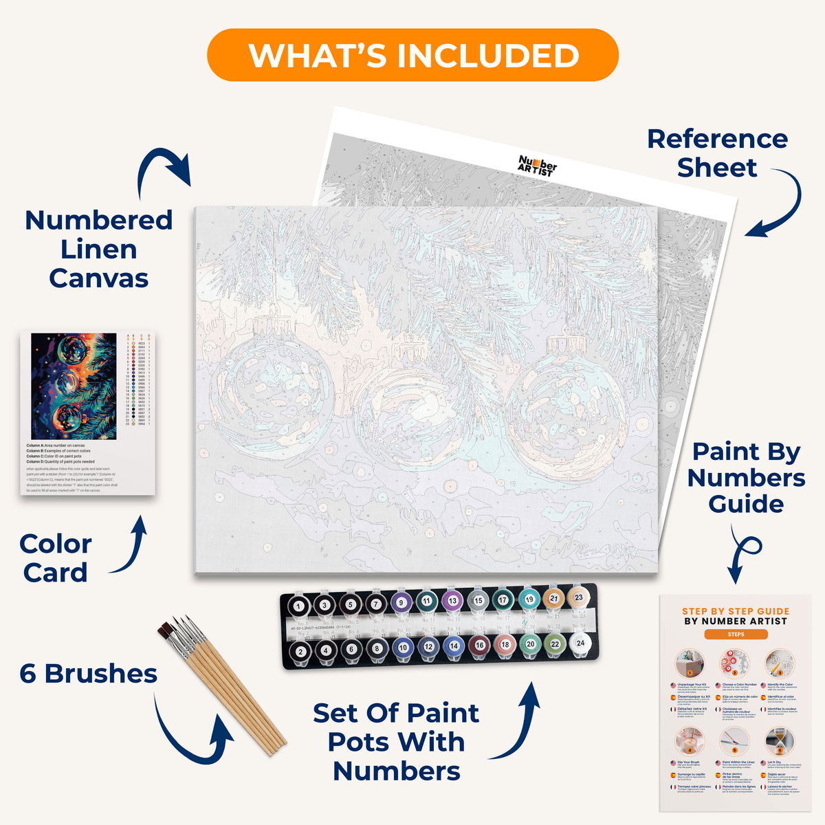 Vibrant Baubles - Number Artist Paint by Numbers Kits