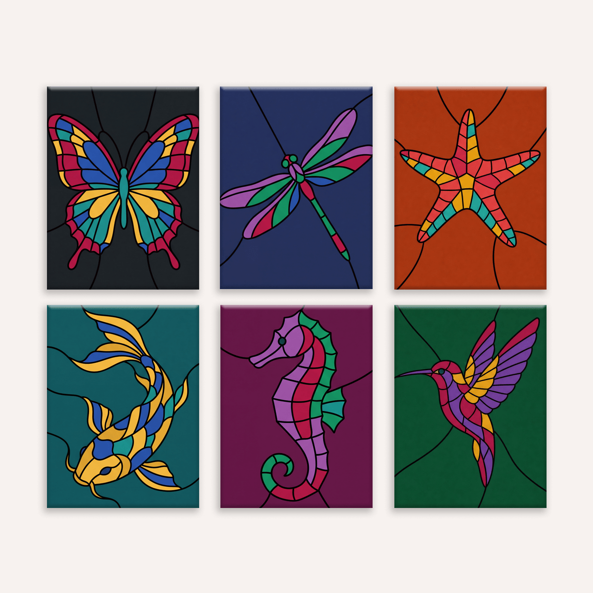 Stained Glass Creatures - Number Artist Paint by Numbers Kits