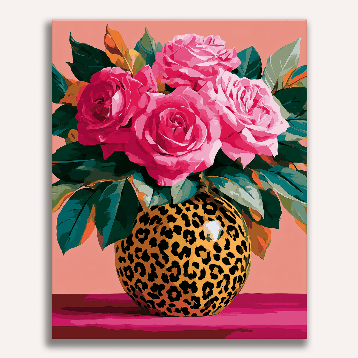 Leopard Vase Roses - Number Artist Paint by Numbers Kits