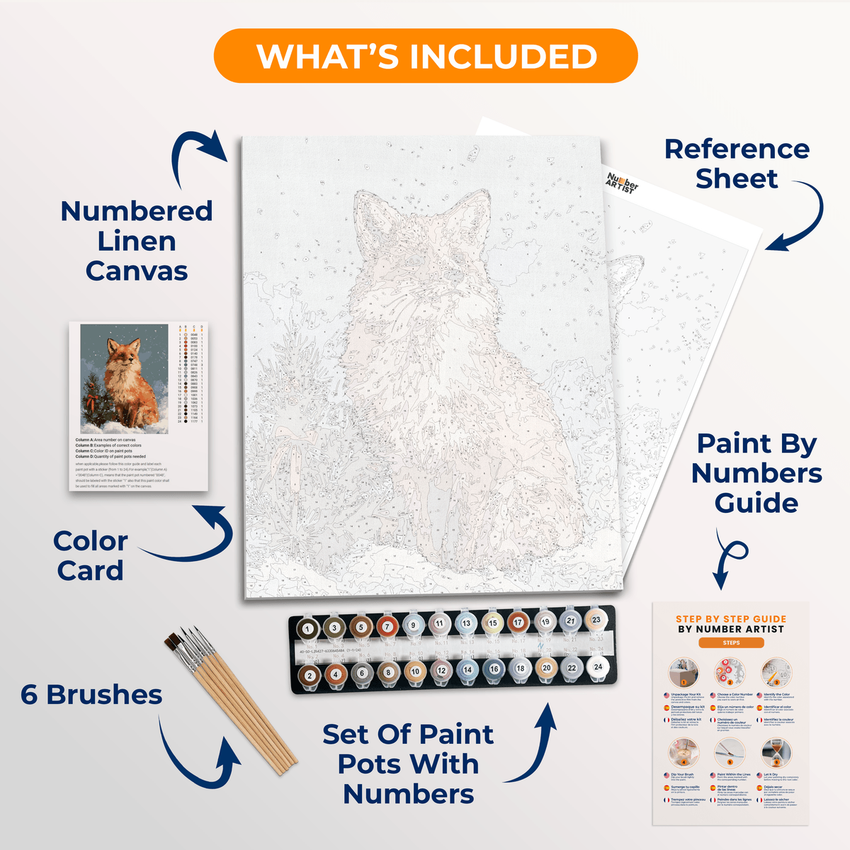 Festive Fox Portrait - Number Artist Paint by Numbers Kits