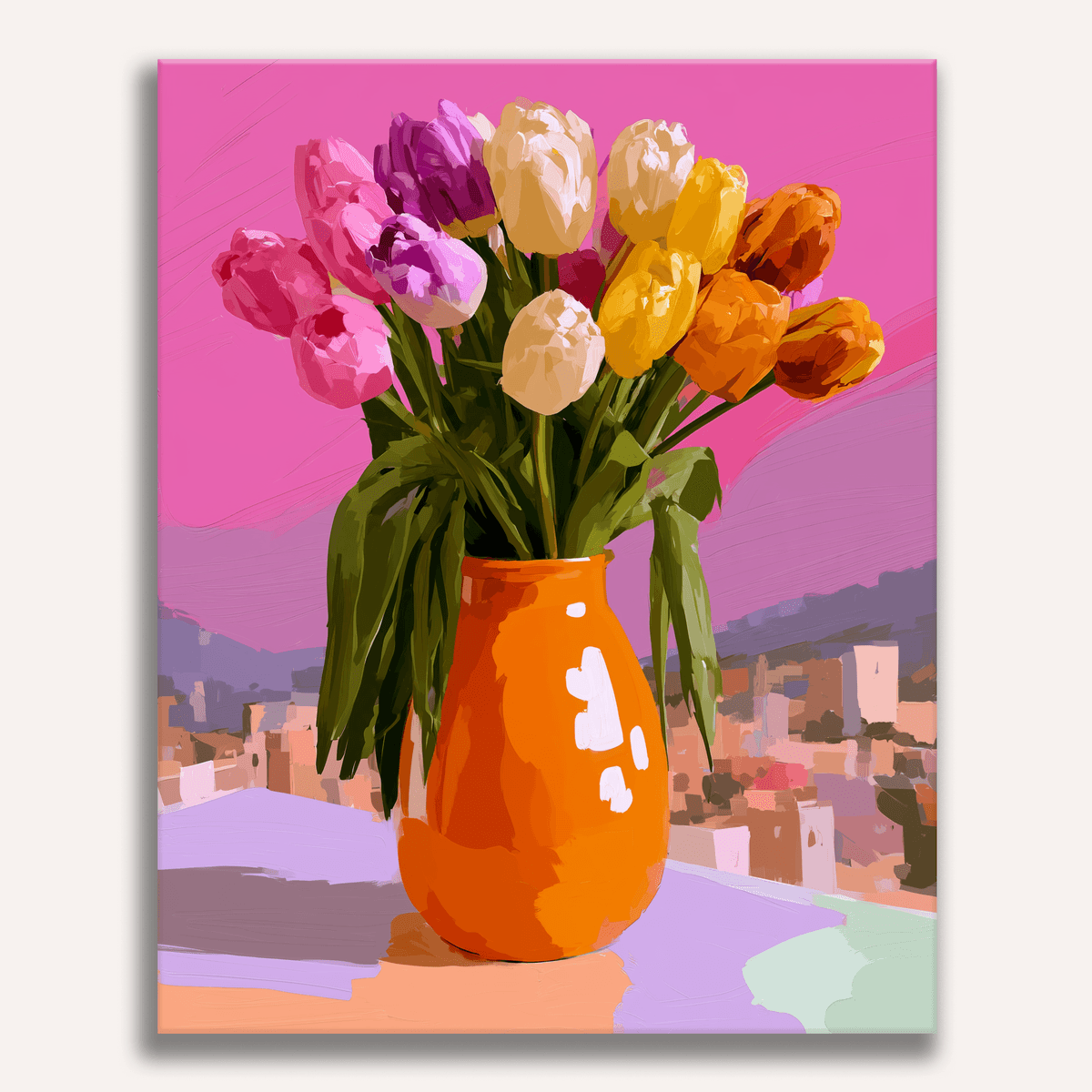 Orange Vase of Tulips - Number Artist Paint by Numbers Kits