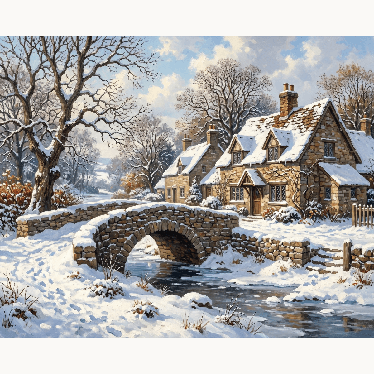 Village Bridge Frost - Number Artist Paint by Numbers Kits