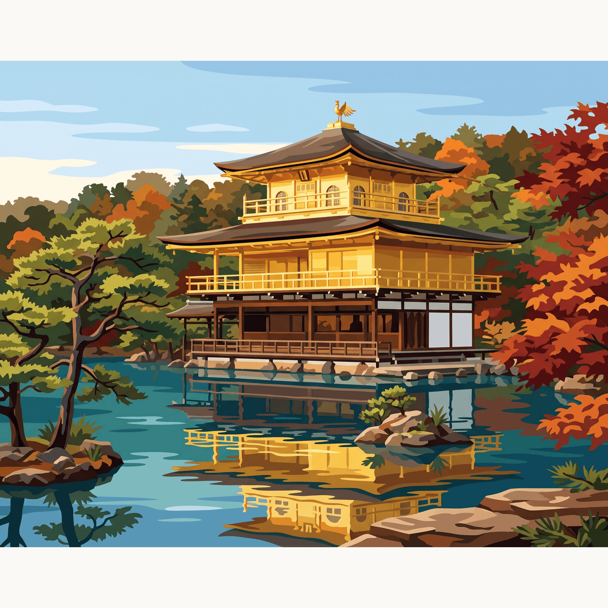 Golden Pavilion Calm - Number Artist Paint by Numbers Kits