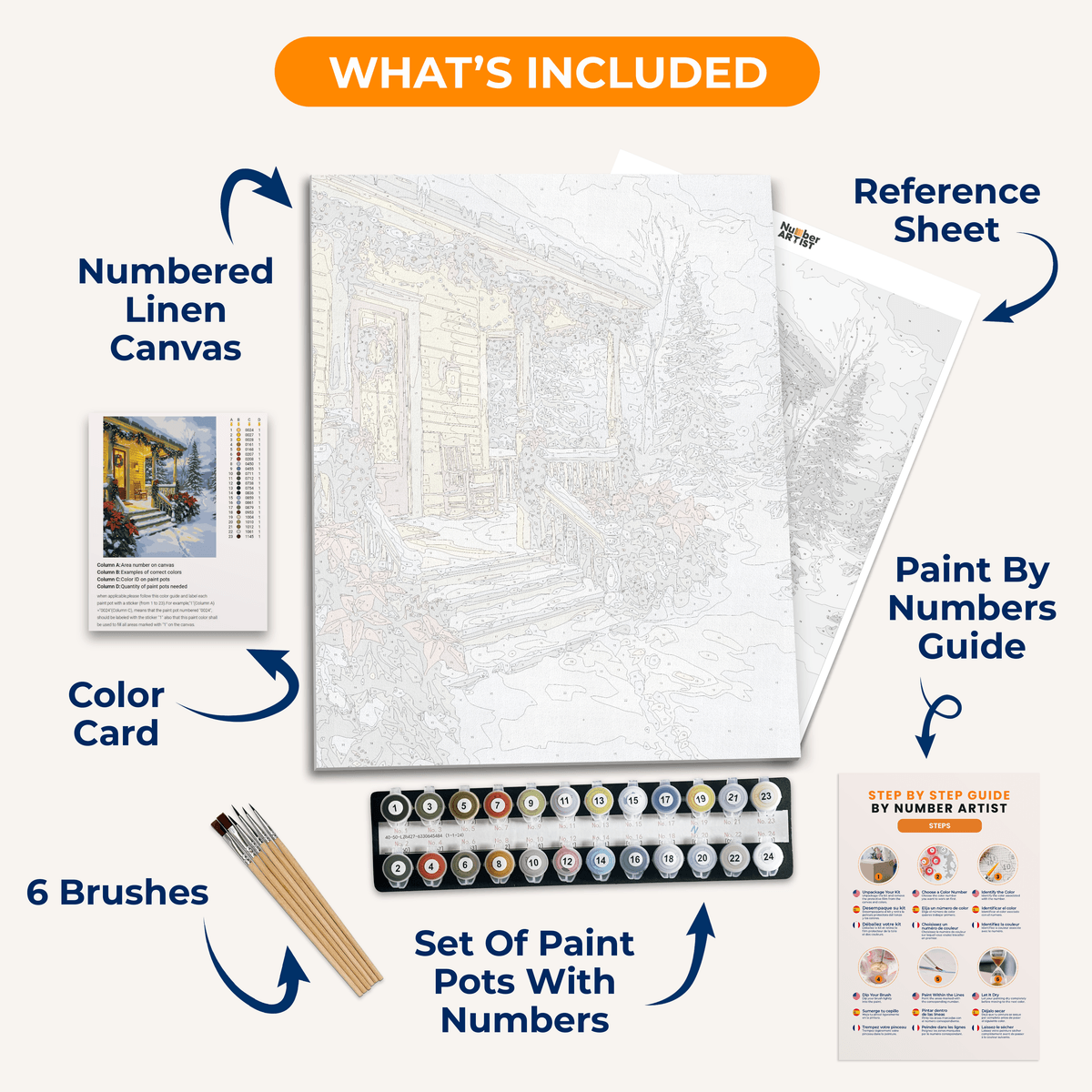 Snowy Porch - Number Artist Paint by Numbers Kits
