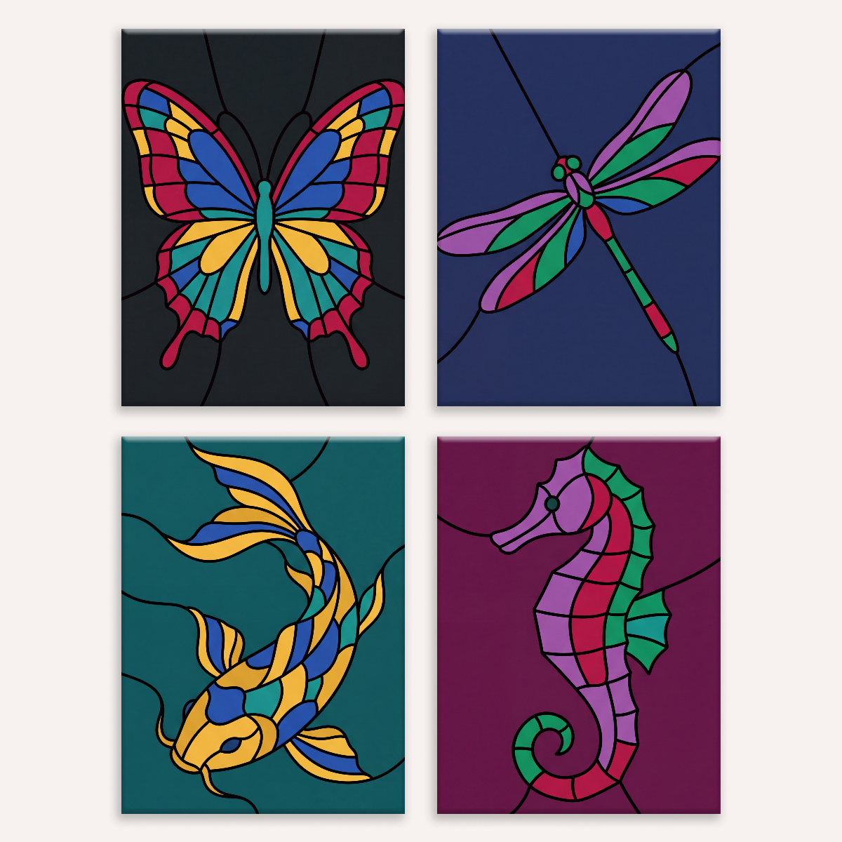 Stained Glass Creatures - Number Artist Paint by Numbers Kits