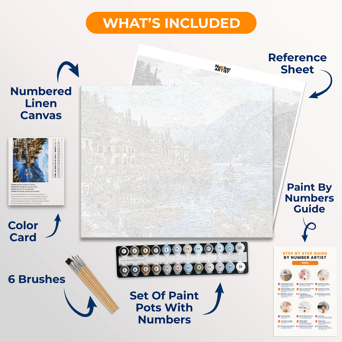 Lake Como Villas - Number Artist Paint by Numbers Kits