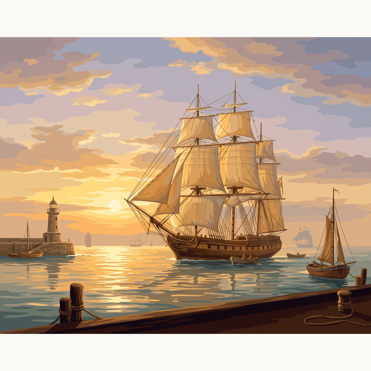 Tall Ship Sunrise - Number Artist Paint by Numbers Kits