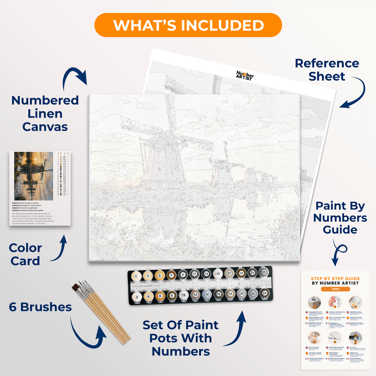 Kinderdijk Evening Calm - Number Artist Paint by Numbers Kits