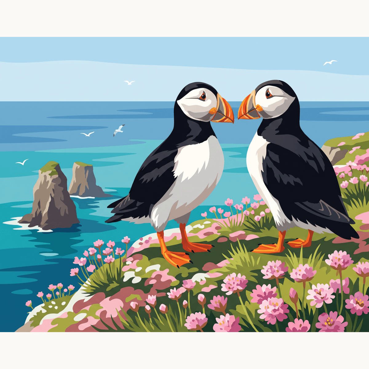 Puffin Sweethearts - Number Artist Paint by Numbers Kits