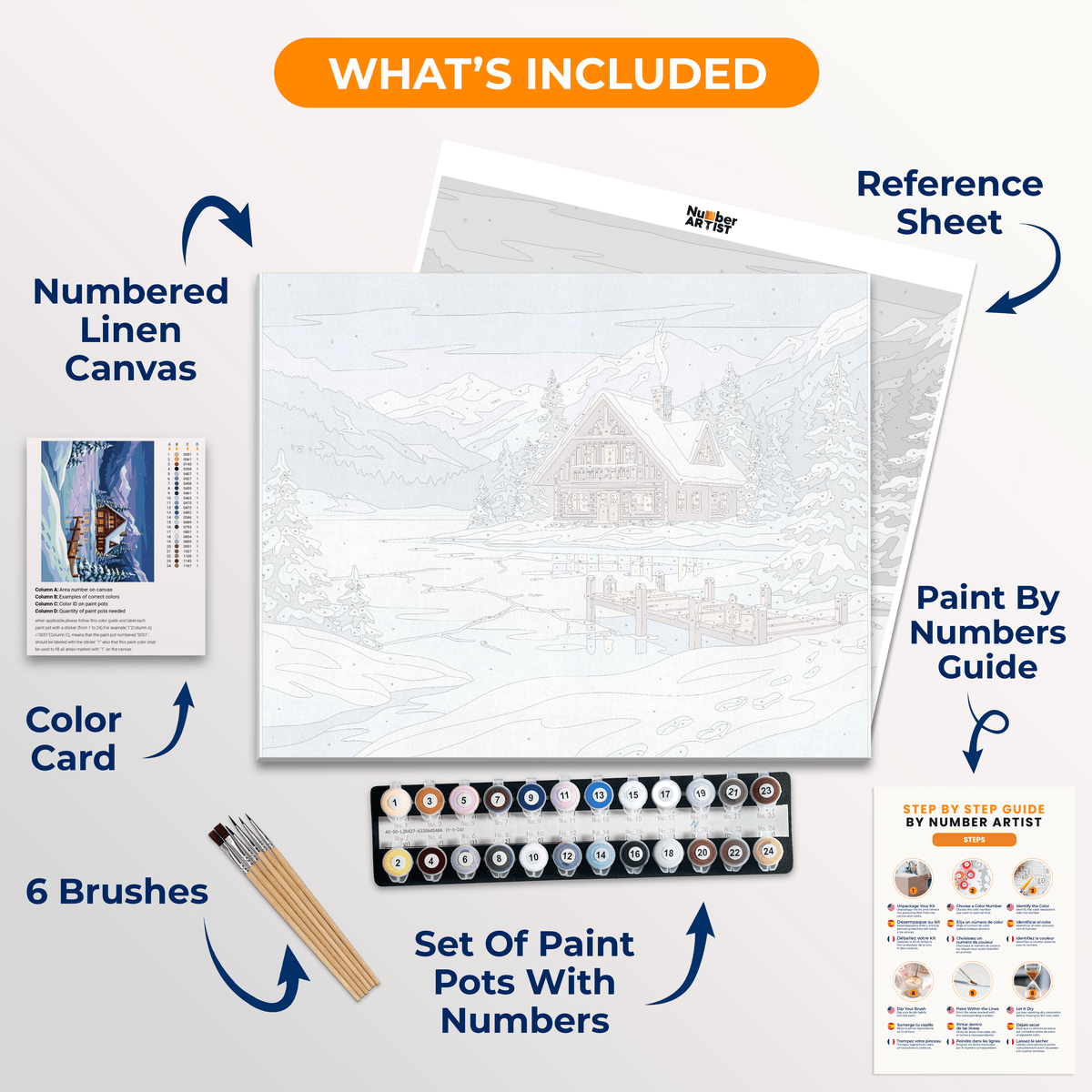 Frozen Lake Retreat - Number Artist Paint by Numbers Kits