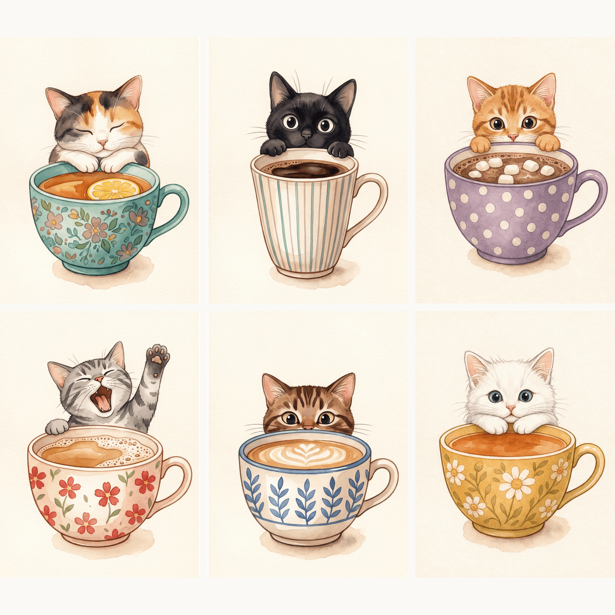 Coffee Cup Kittens - Number Artist Paint by Numbers Kits