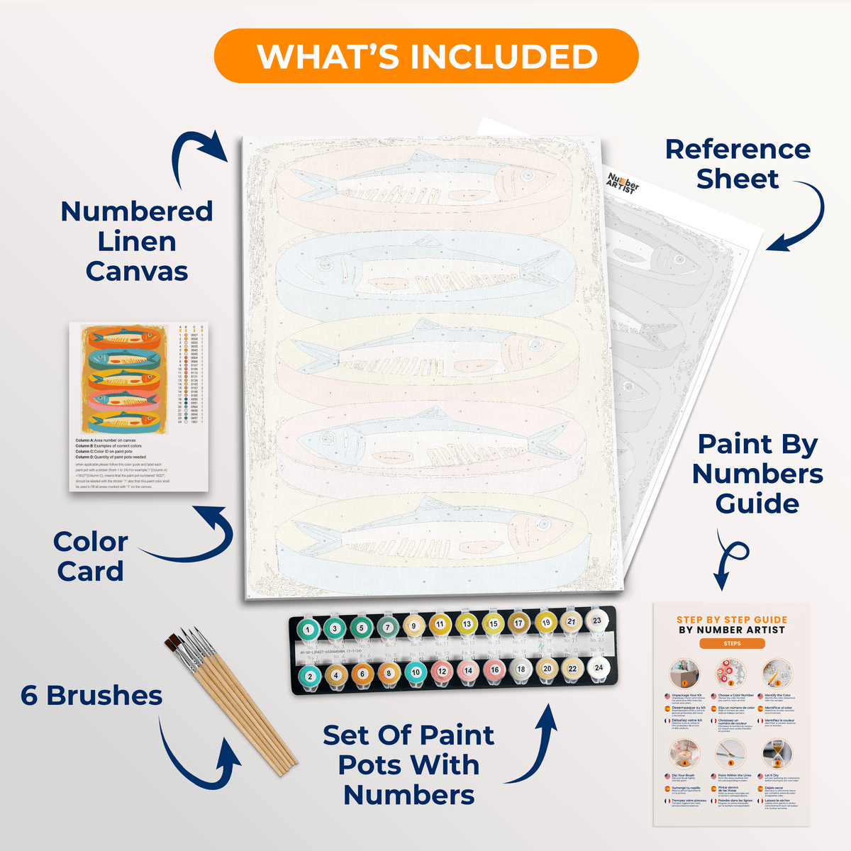 Stacked Sardine Colors - Number Artist Paint by Numbers Kits