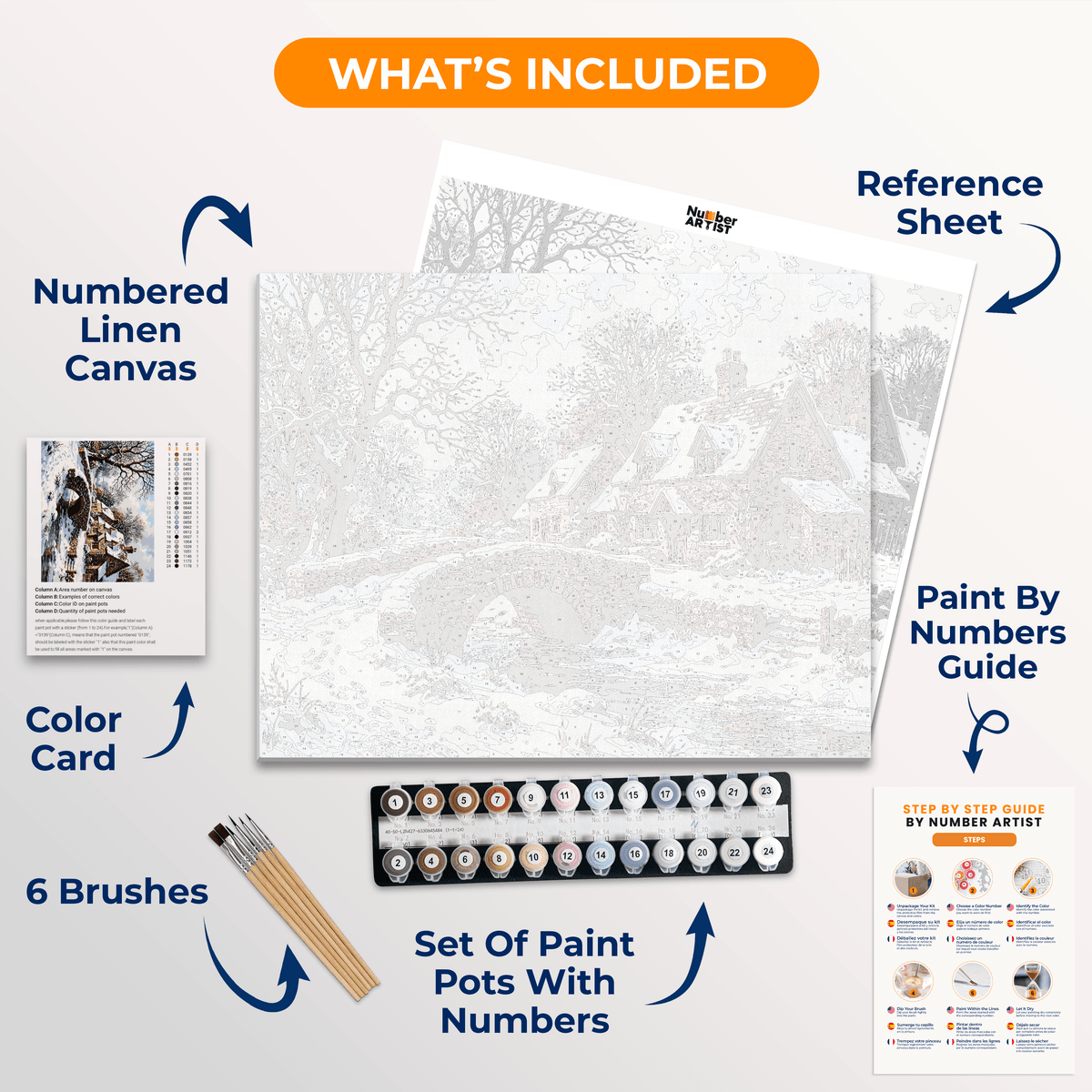 Village Bridge Frost - Number Artist Paint by Numbers Kits