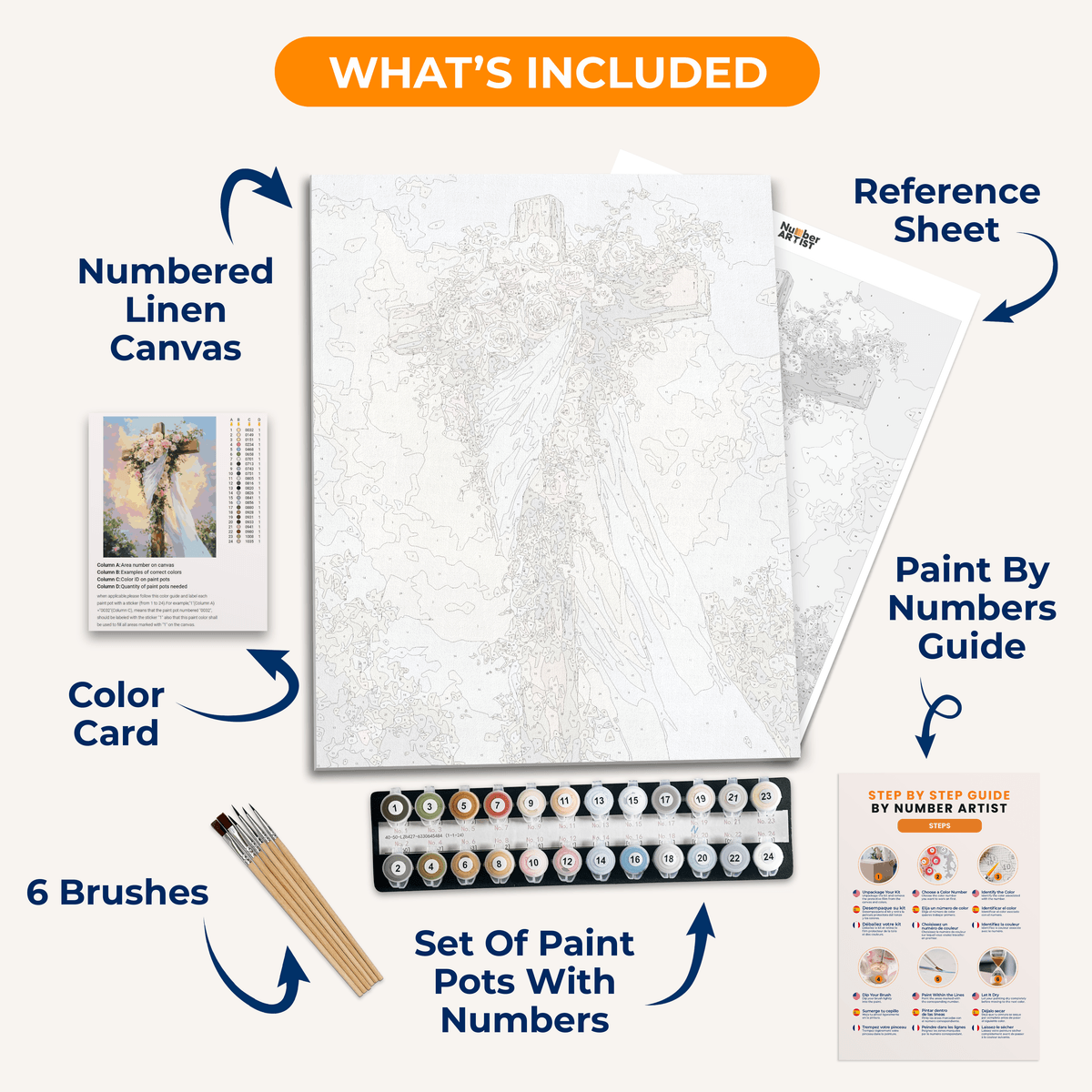 Floral Cross - Number Artist Paint by Numbers Kits