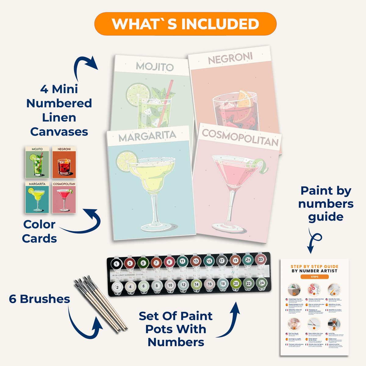 Classic Cocktails - Number Artist Paint by Numbers Kits
