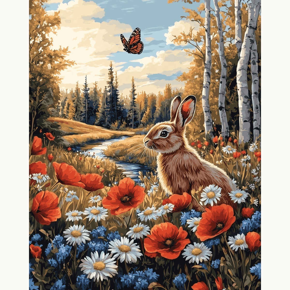 Rabbit Flower Field - Number Artist Paint by Numbers Kits