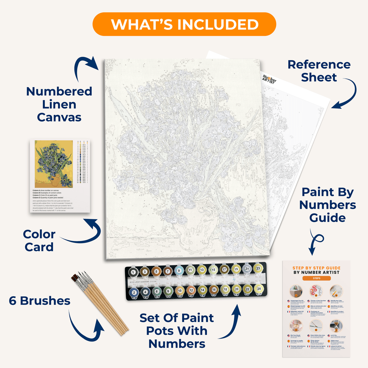 Still Life Vase with Irises Against a Yellow Background by Vincent Van Gogh - Number Artist Paint by Numbers Kits
