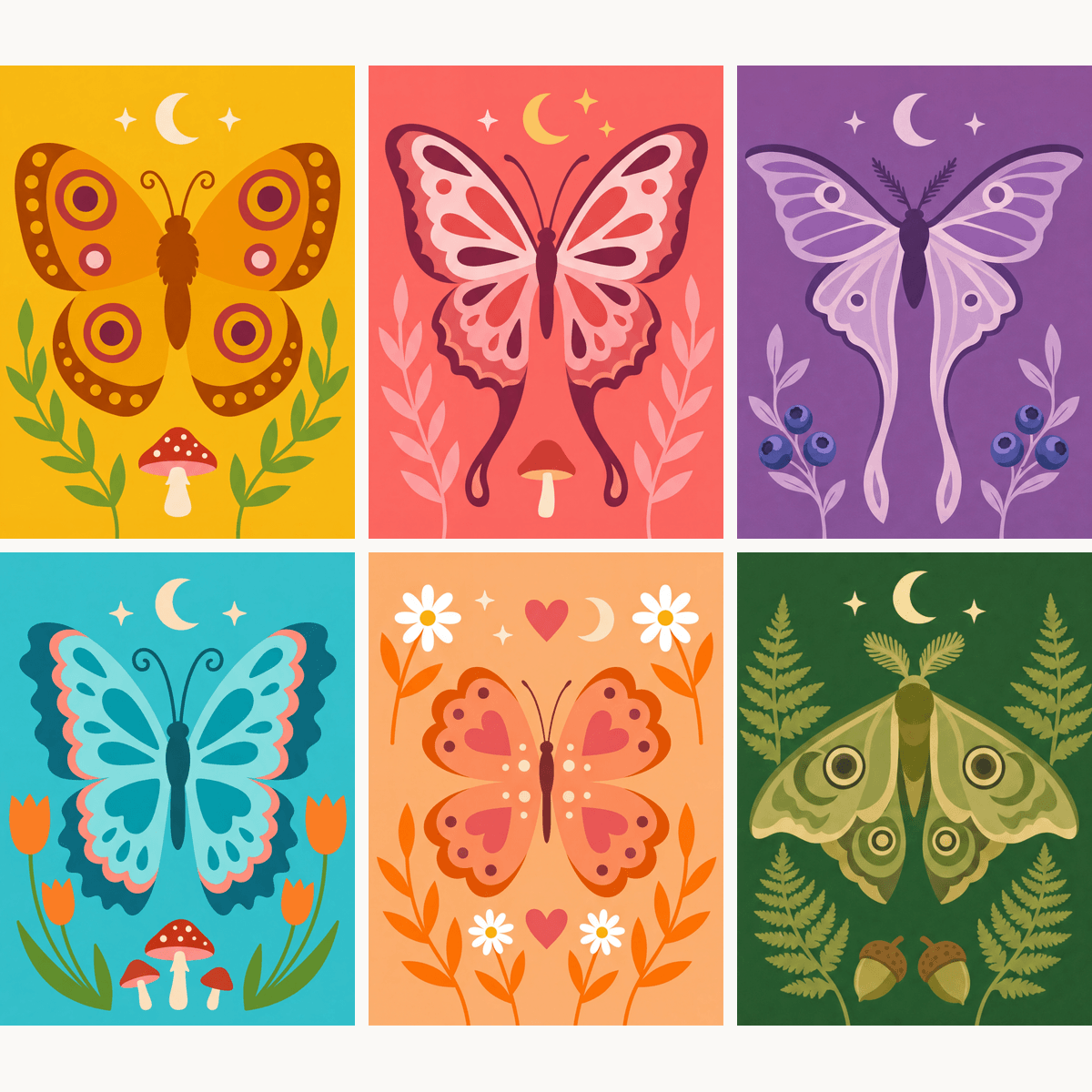 Folk Art Butterflies - Number Artist Paint by Numbers Kits