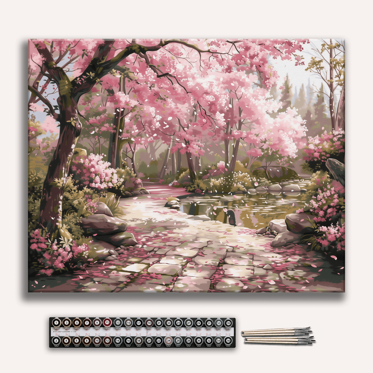 Serene Sakura Stone Path - Number Artist Paint by Numbers Kits