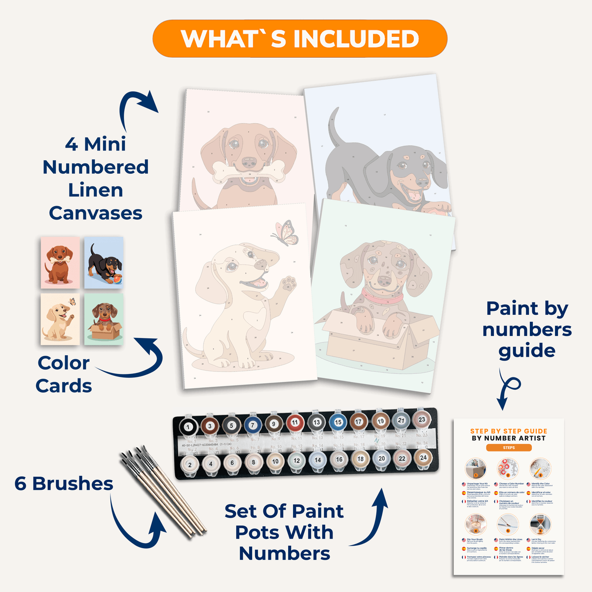 Playful Daschunds - Number Artist Paint by Numbers Kits
