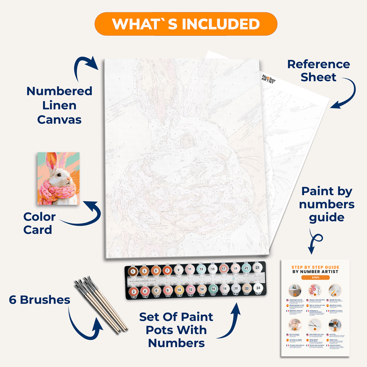 Rabbit's Pink Scarf - Number Artist Paint by Numbers Kits