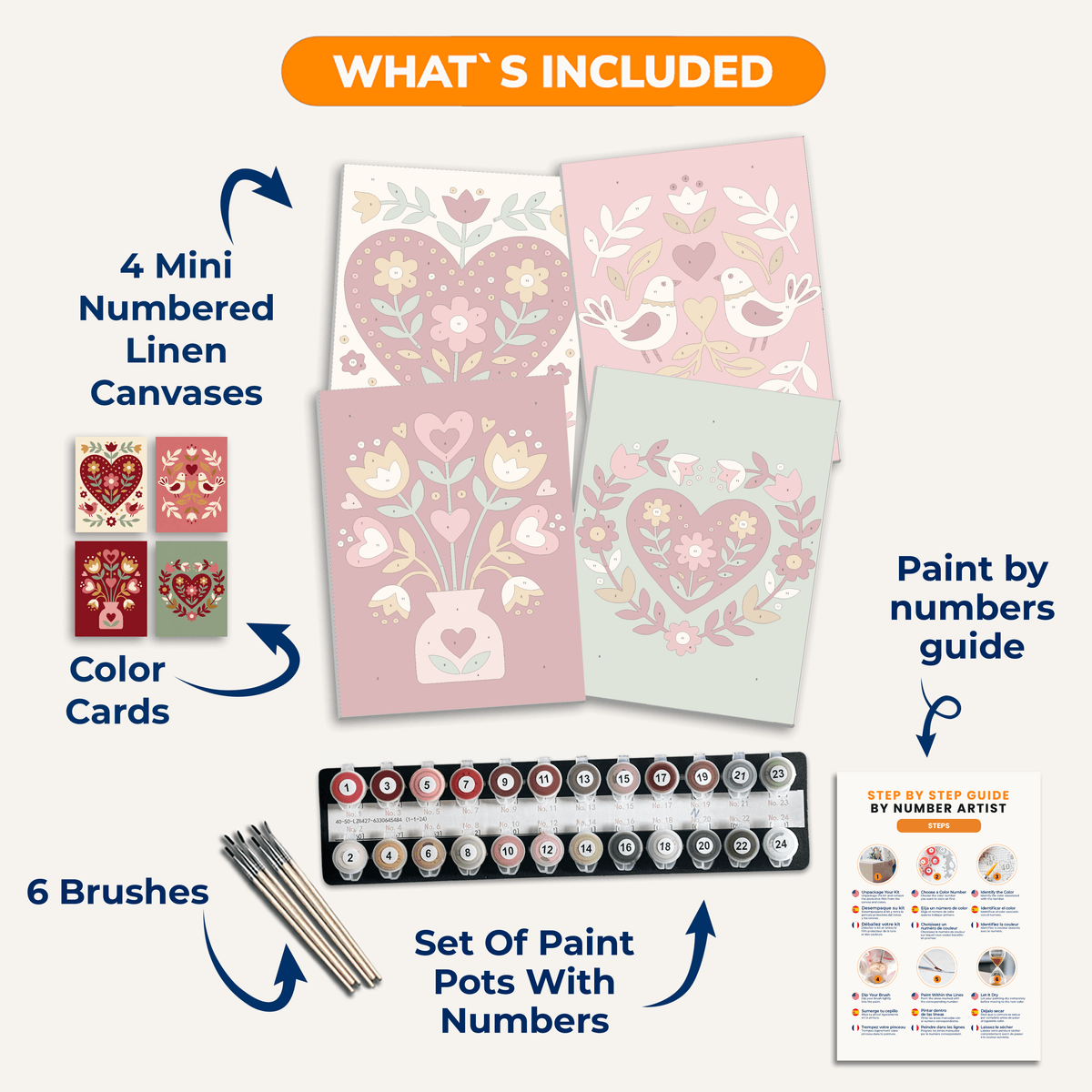 Folk Art Love - Number Artist Paint by Numbers Kits