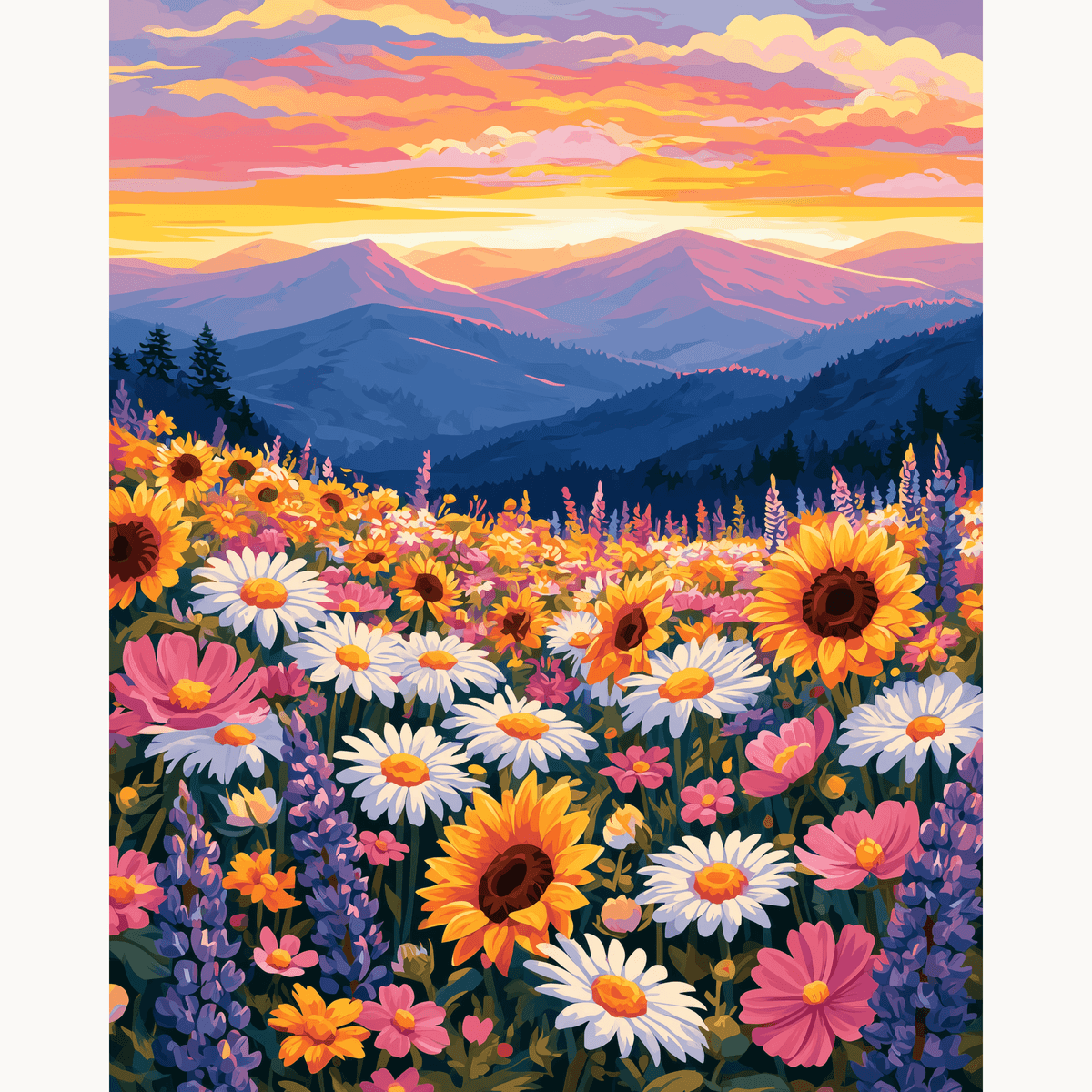 Vibrant Flower Meadow - Number Artist Paint by Numbers Kits