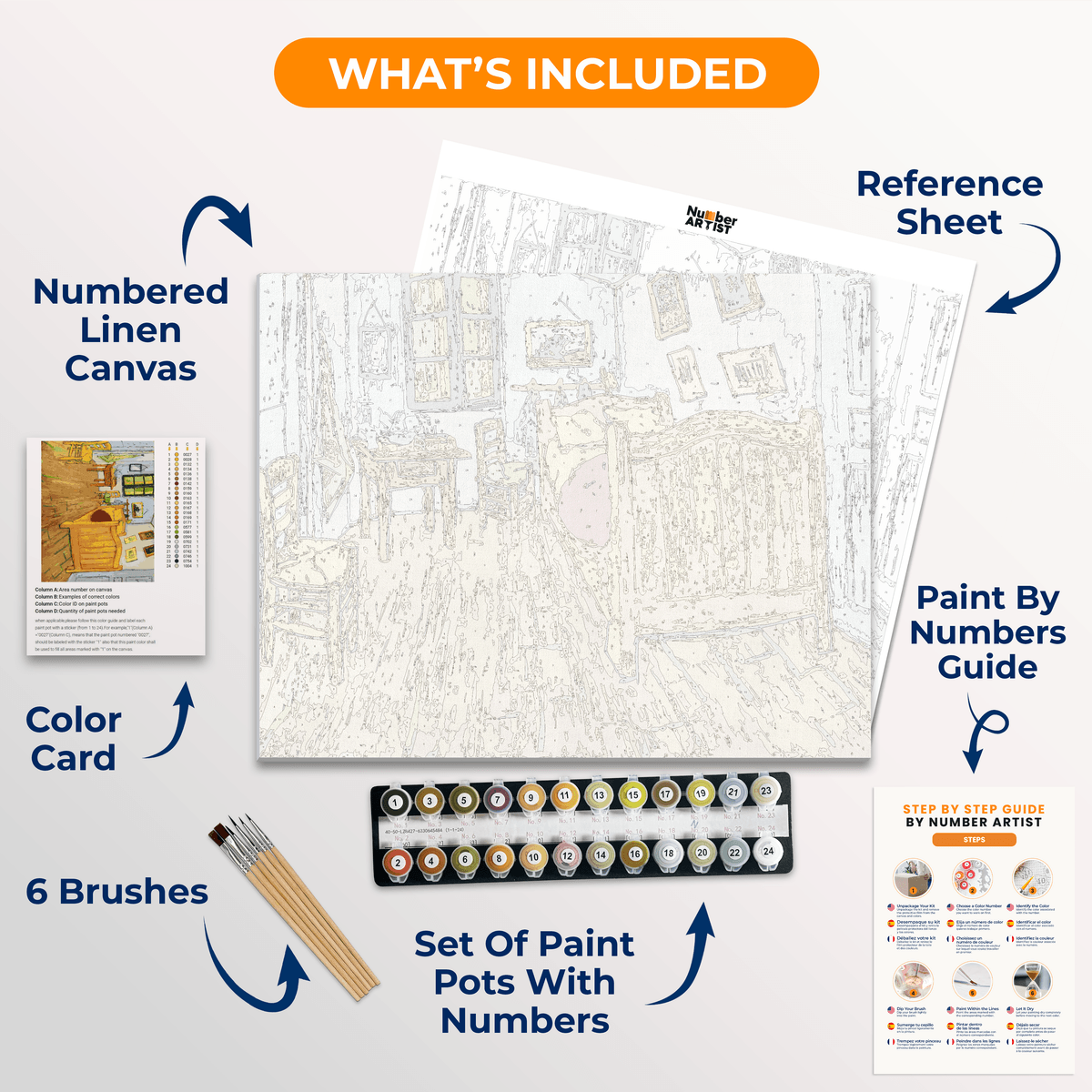 The Bedroom by Vincent Van Gogh - Number Artist Paint by Numbers Kits